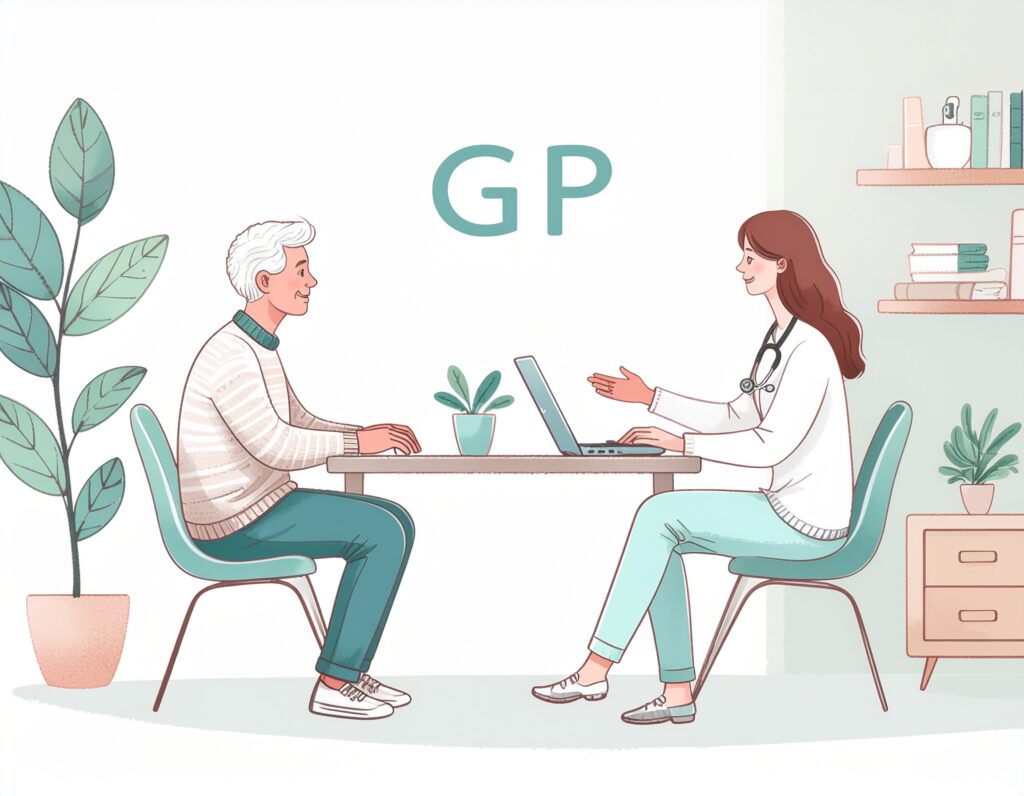 A patient speaking to a GP about accessing EMDR therapy through the NHS