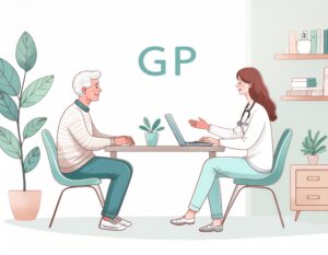 A patient speaking to a GP about accessing EMDR therapy through the NHS