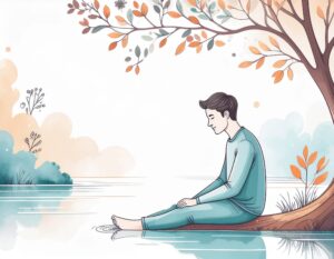 A person sitting peacefully in nature, looking calm and grounded, representing trauma recovery through EMDR therapy